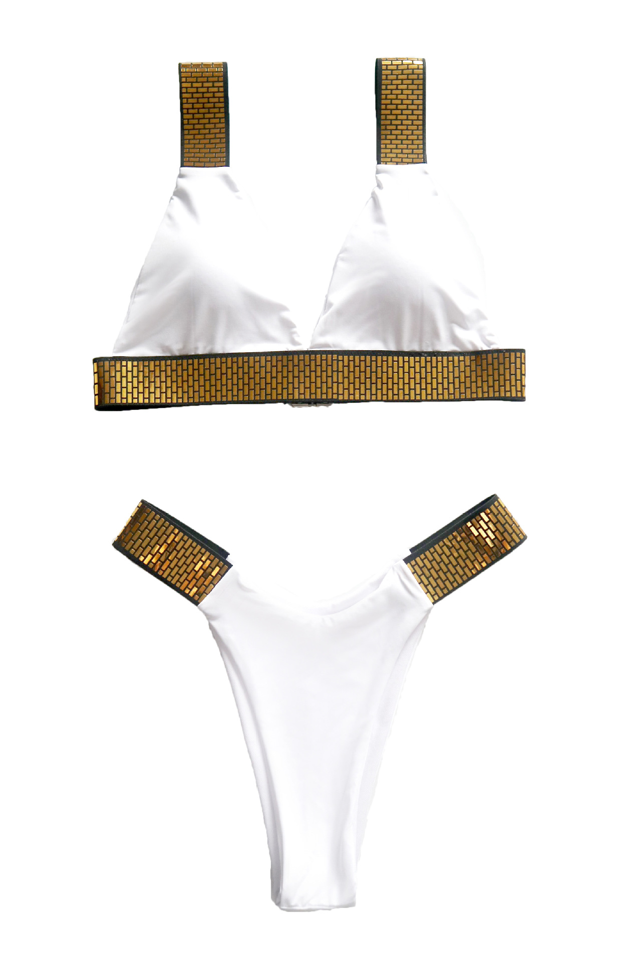 Gold Trim Triangle Bikini Set - 图片 4