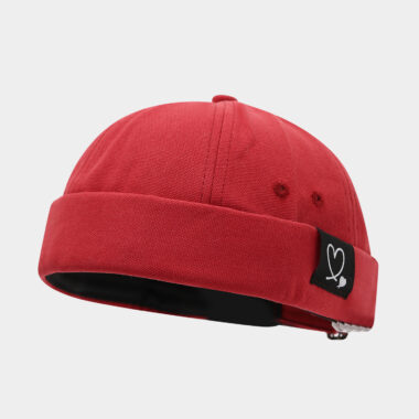 Brimless Docker Hat-Double Heart Pattern