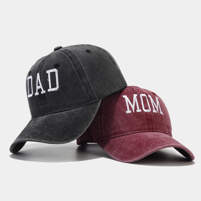 Mom & Dad Embroidered Washed Dad Hat